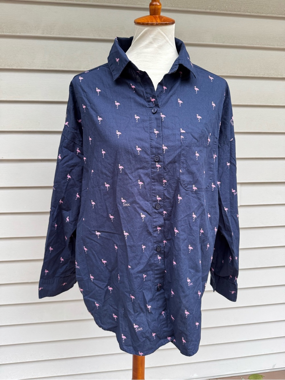 Victoria Secret’s PINK Button Down Nightshirt top flamingos